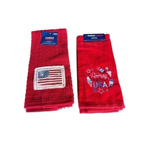 Celebrate Together Red USA Kitchen & Hand Towels - Patriotic Set GIFT NEW